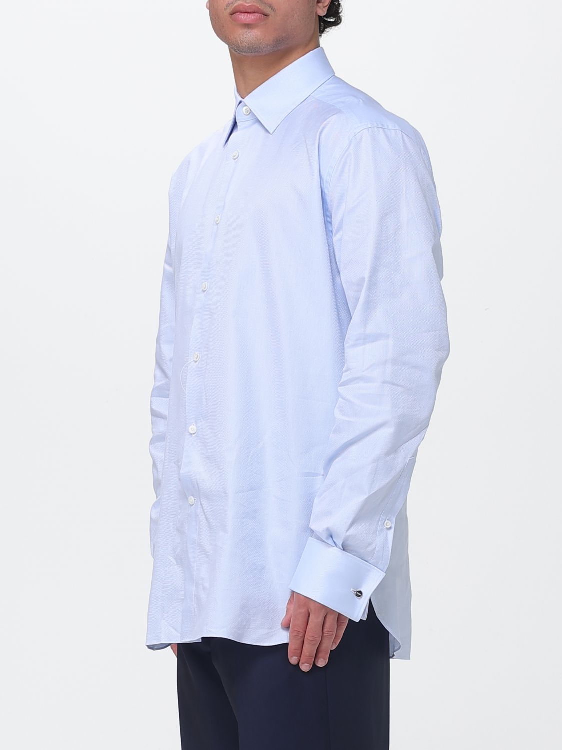 Zegna Shirt Men Gnawed Blue ZEGNA