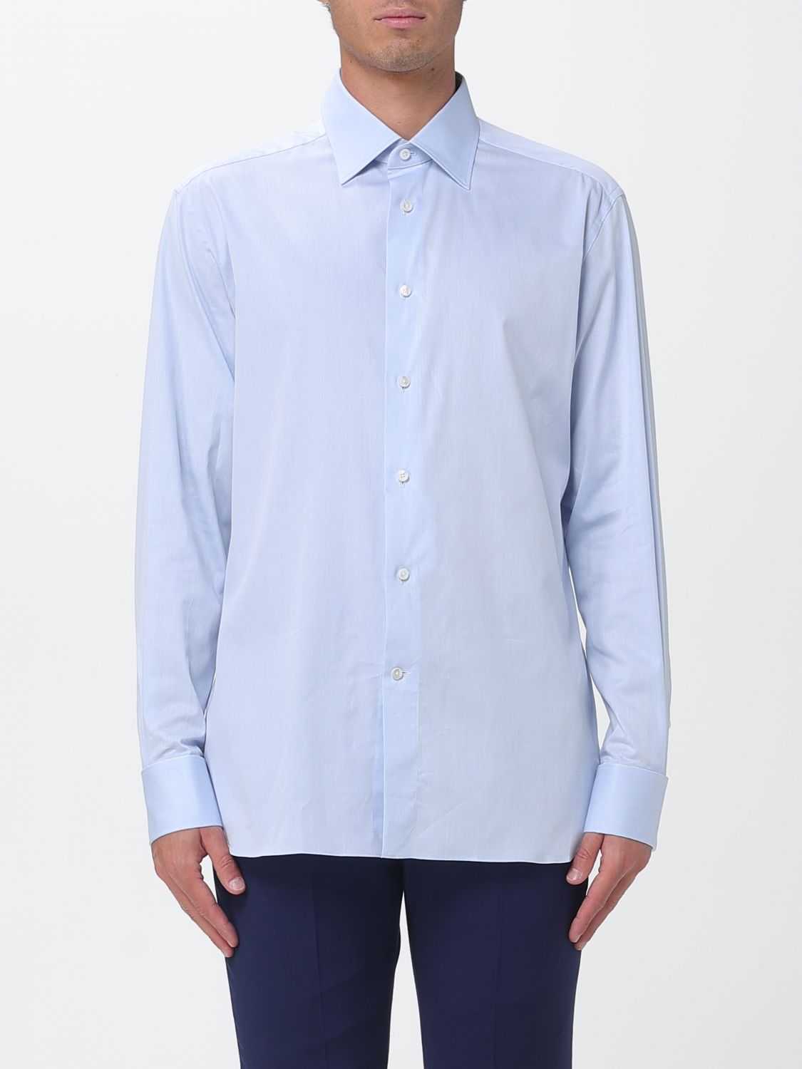 Zegna Shirt Men Gnawed Blue ZEGNA