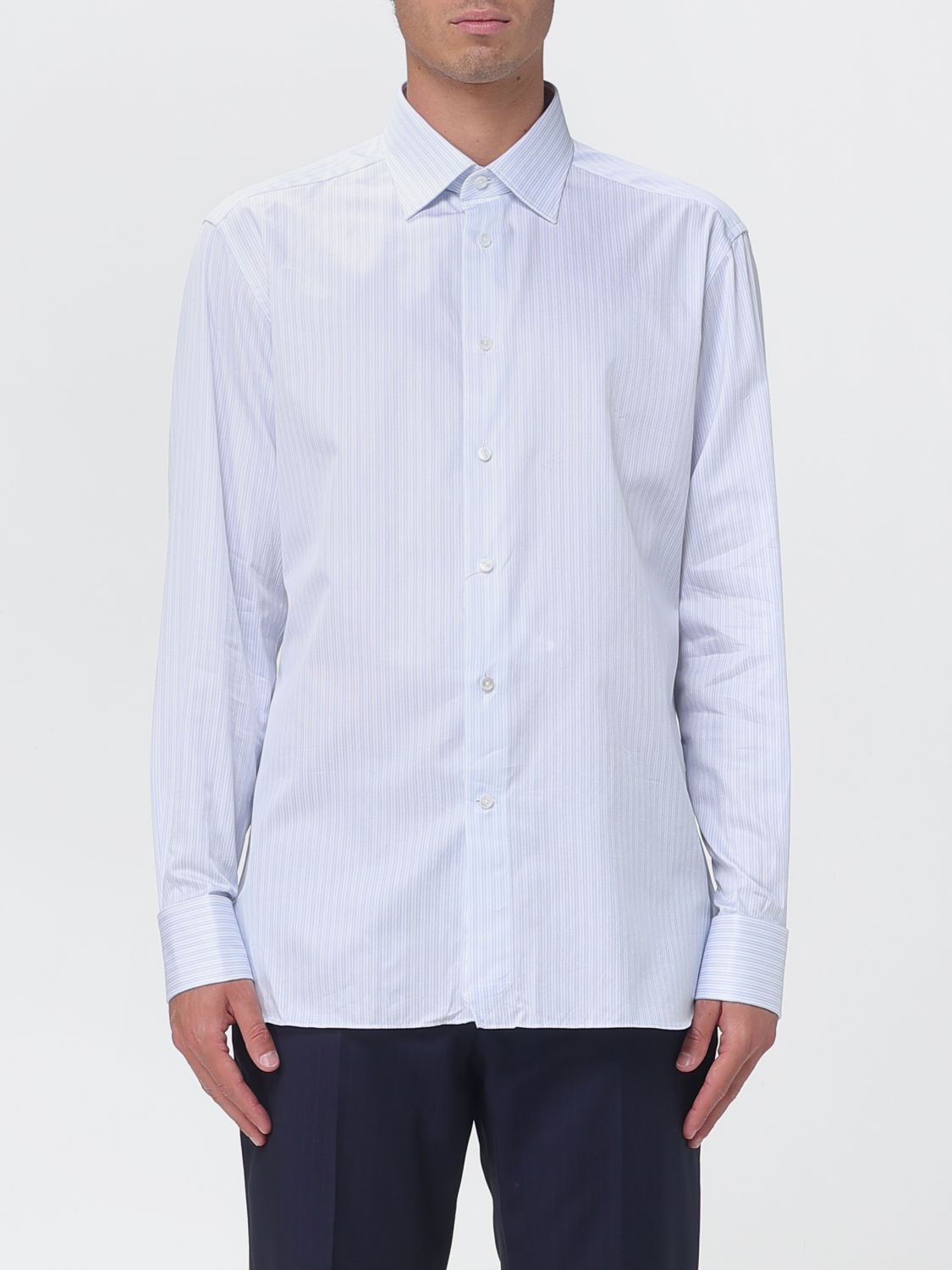 Zegna Shirt Men Gnawed Blue ZEGNA