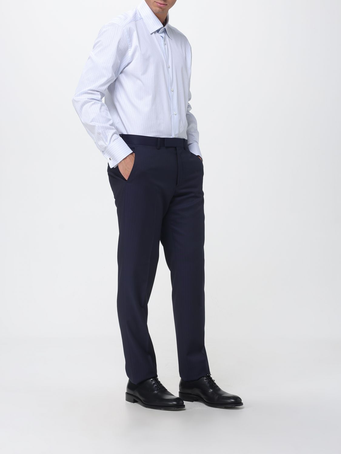 Zegna Shirt Men Gnawed Blue ZEGNA