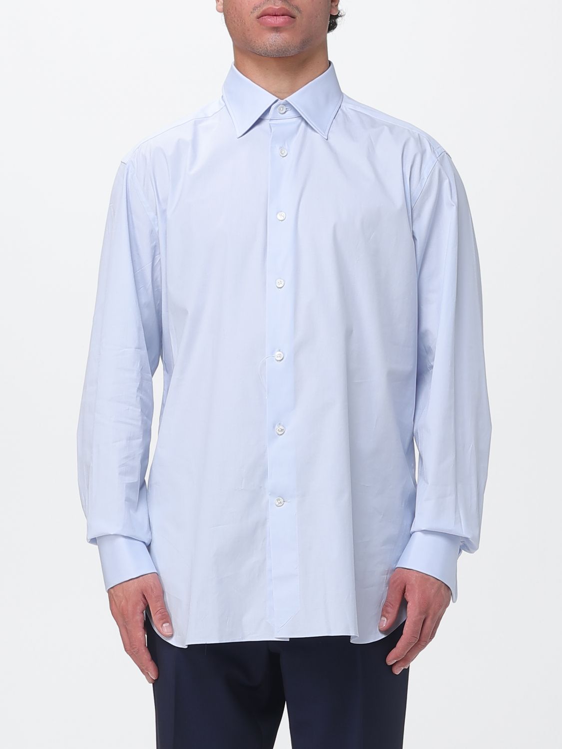 Zegna Shirt Men Gnawed Blue ZEGNA