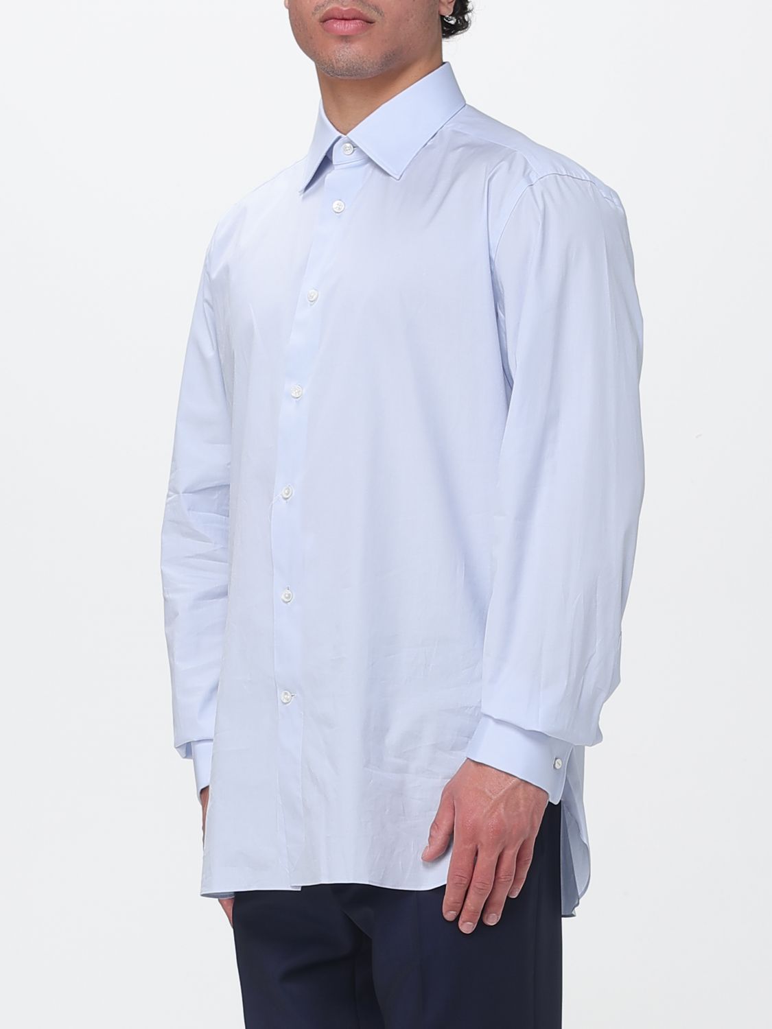 Zegna Shirt Men Gnawed Blue ZEGNA