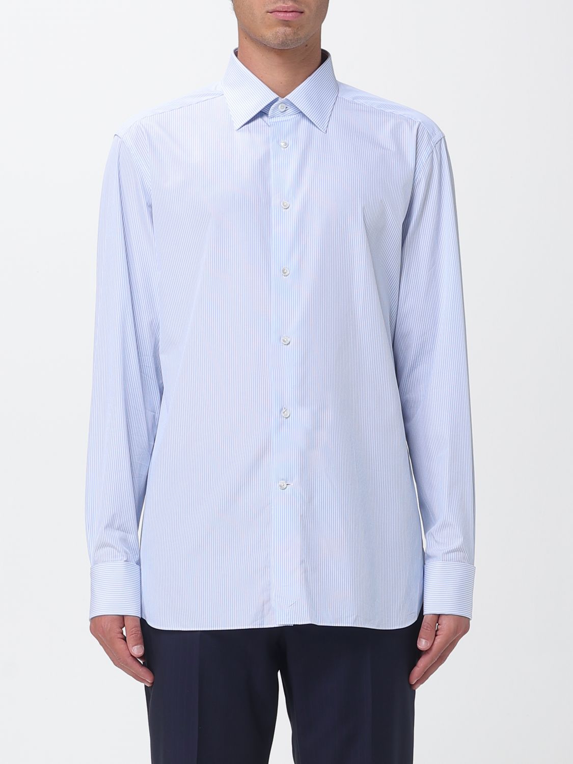 Zegna Shirt Men Gnawed Blue ZEGNA
