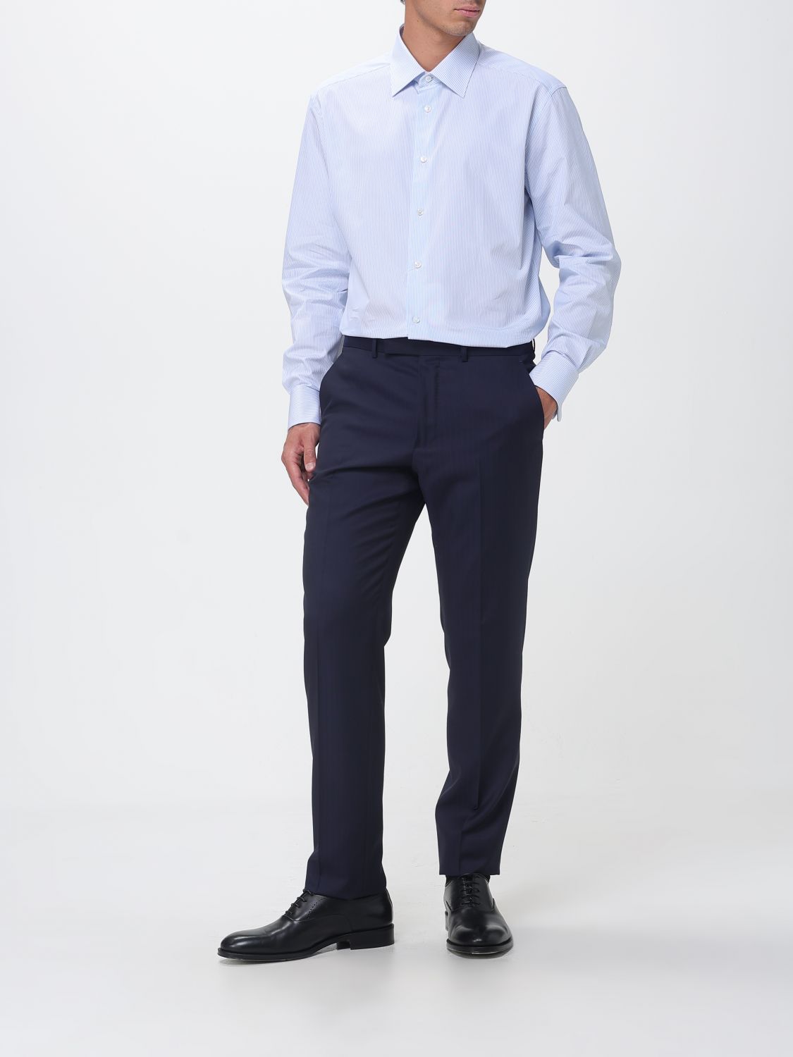 Zegna Shirt Men Gnawed Blue ZEGNA