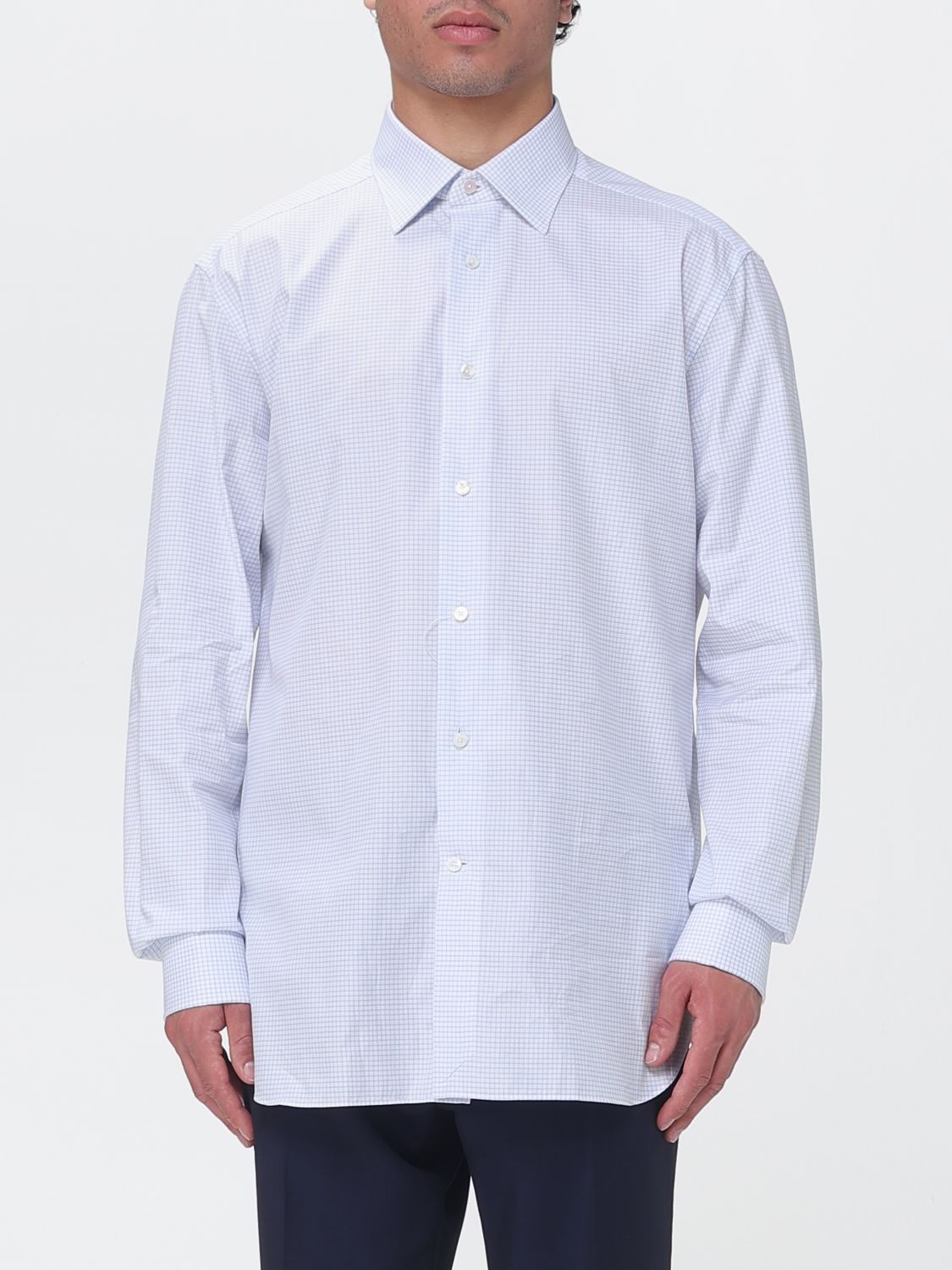 Zegna Shirt Men Gnawed Blue ZEGNA