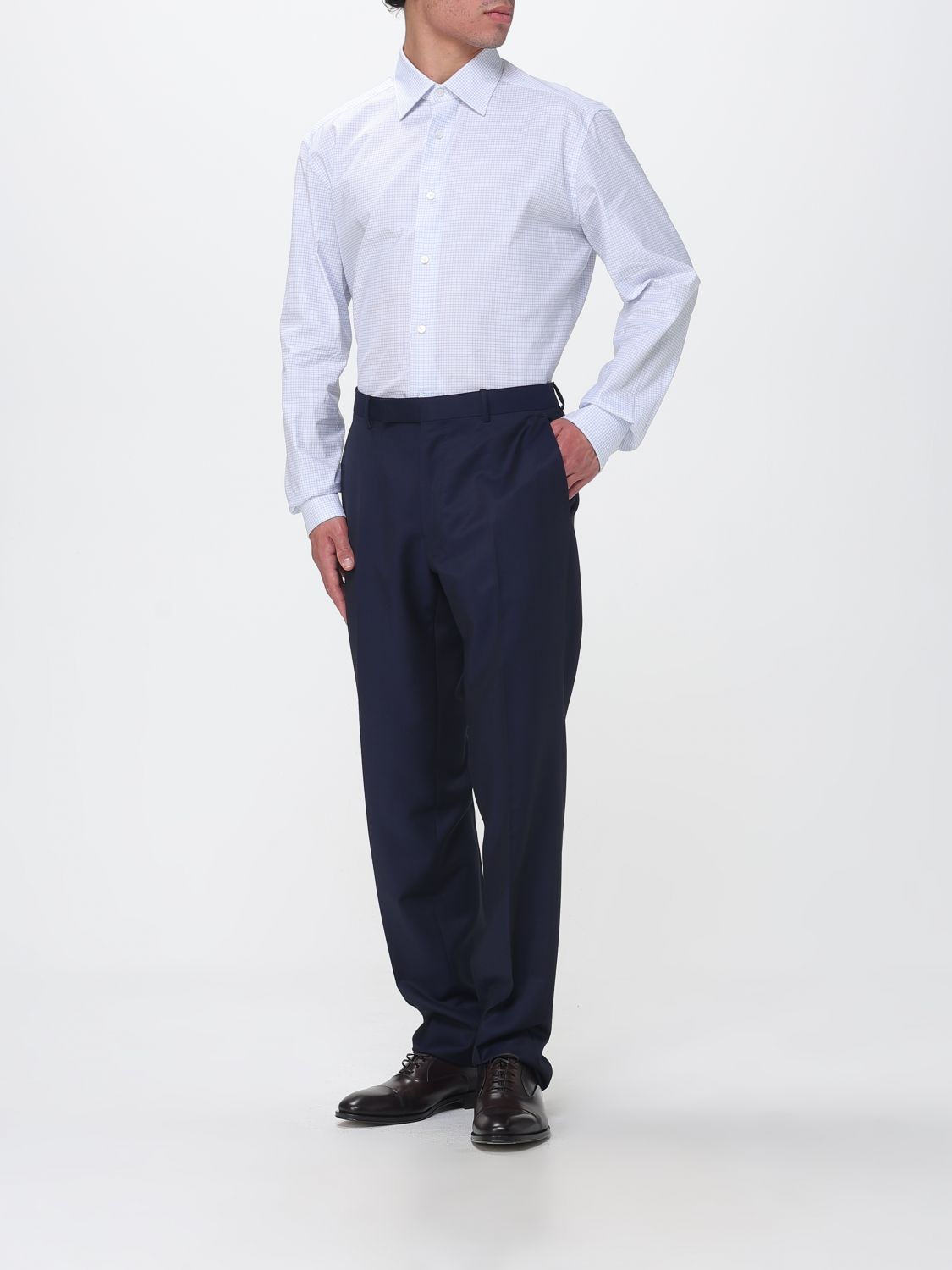 Zegna Shirt Men Gnawed Blue ZEGNA