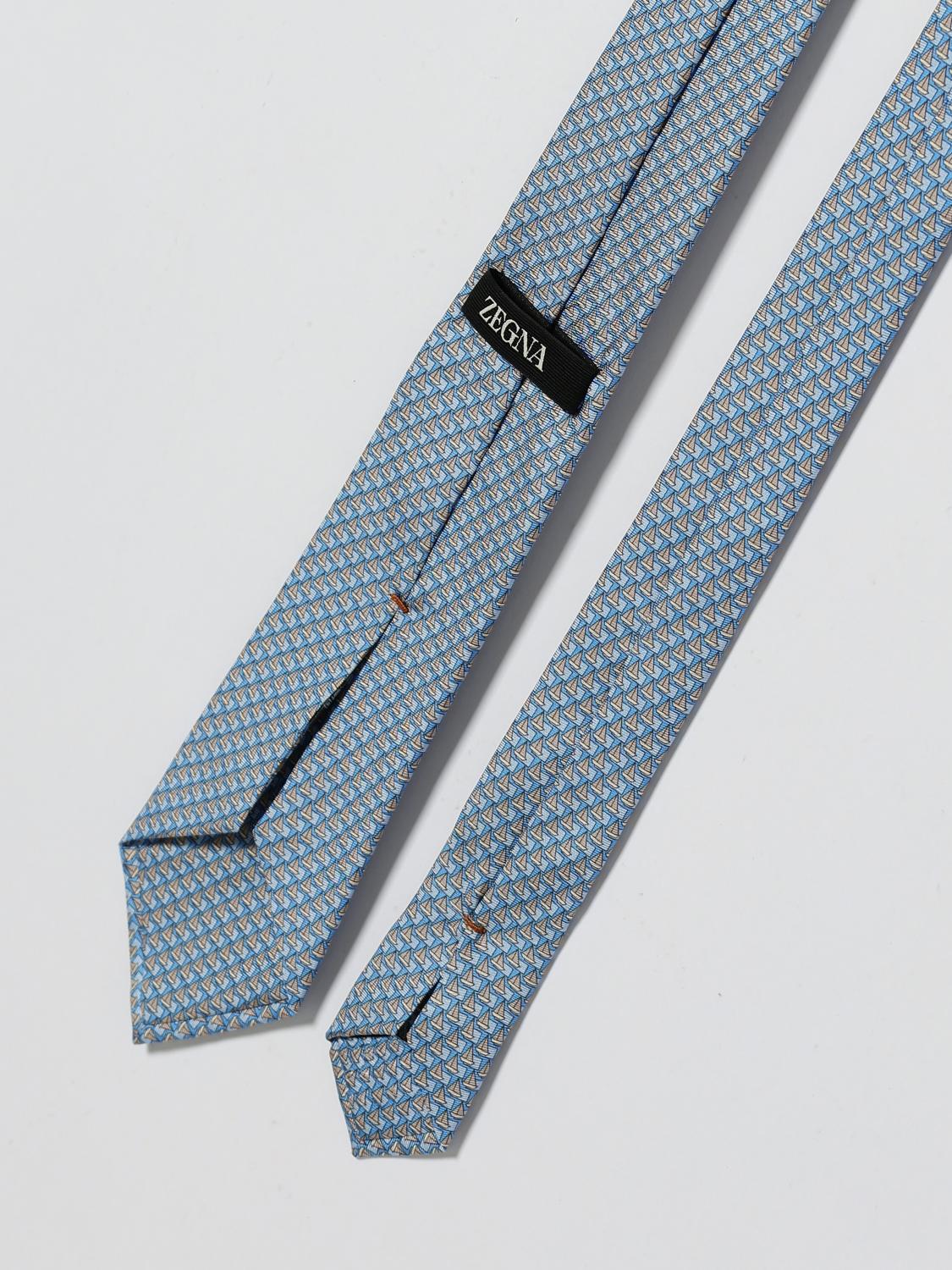 Zegna Tie Men Gnawed Blue ZEGNA