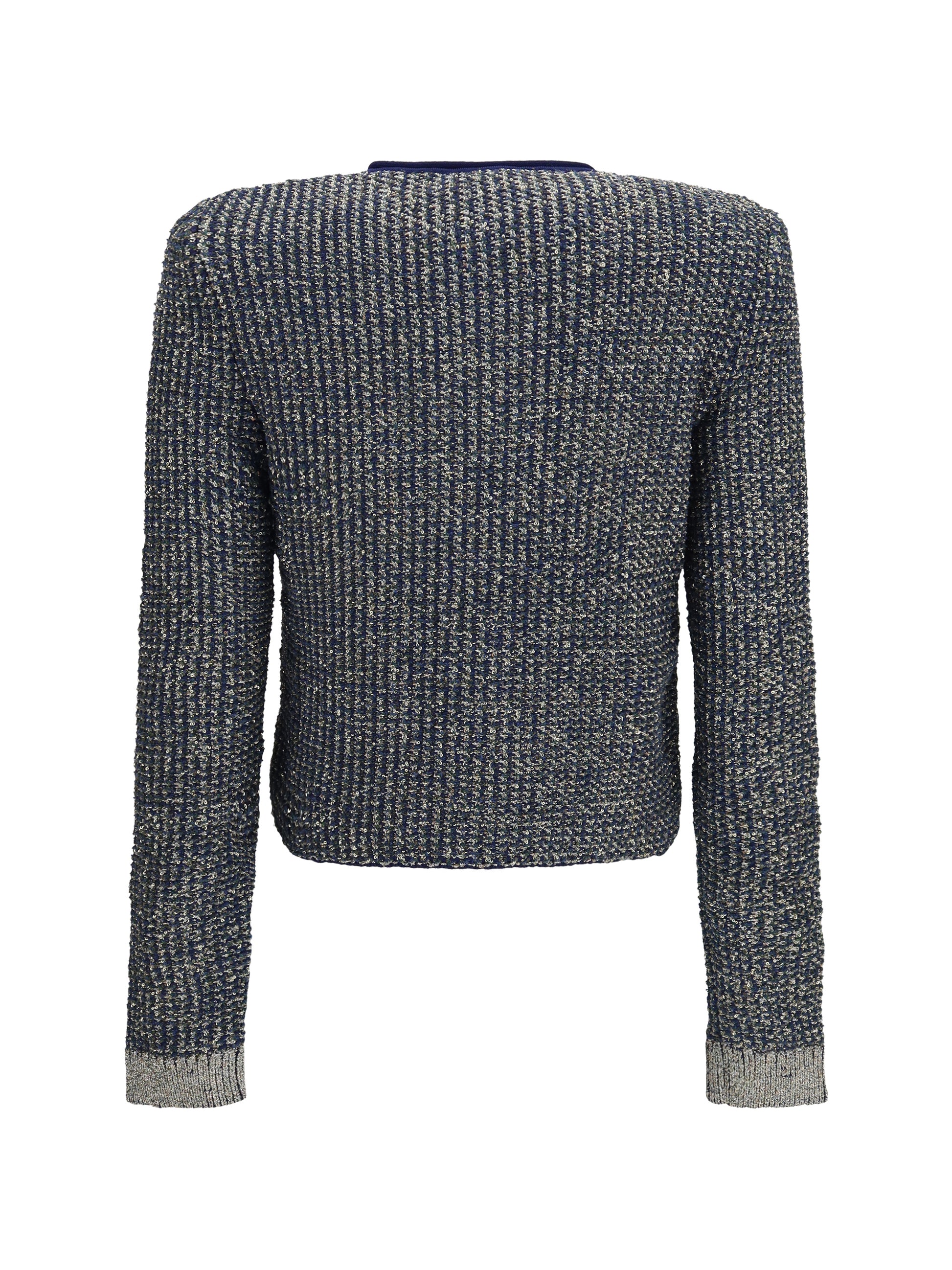 Balmain Women Quilted Sequin Cardigan With Decorative Buttons BALMAIN