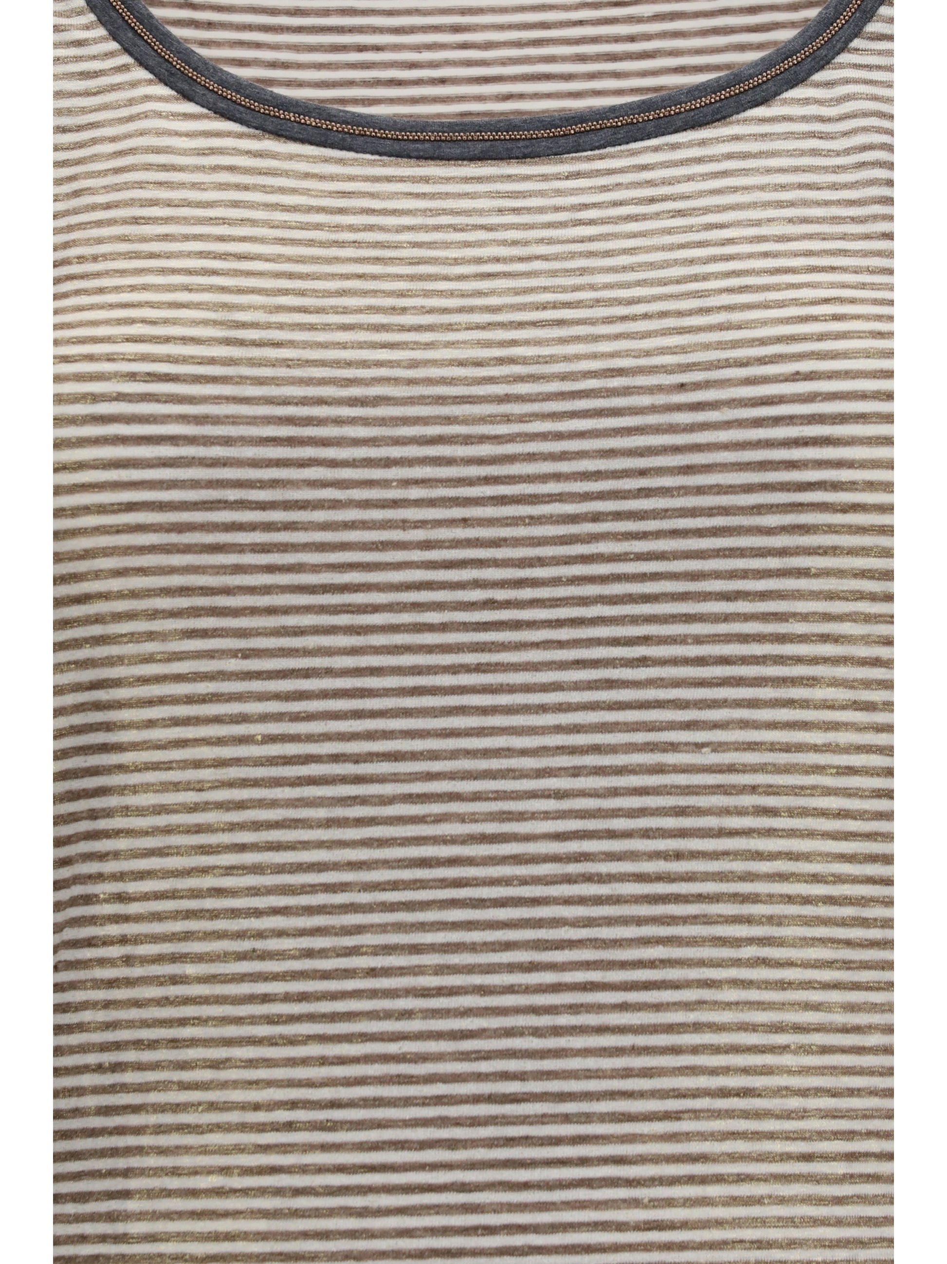 Brunello Cucinelli Women Striped Linen Lamé Jersey Tank Top With Glossy Finishes BRUNELLO CUCINELLI