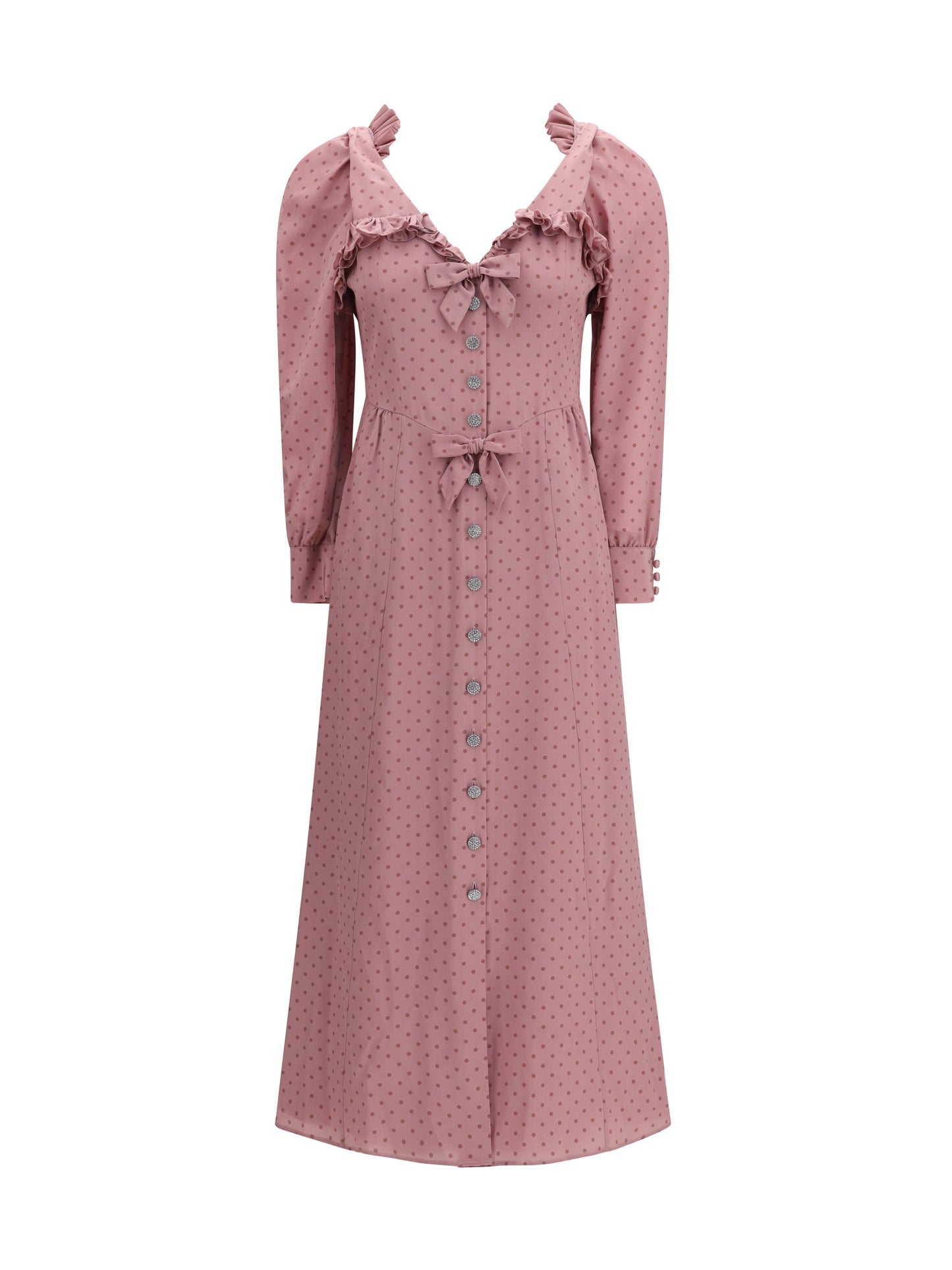 Alessandra Rich Women Polka Dot Midi Dress With Ruffles ALESSANDRA RICH