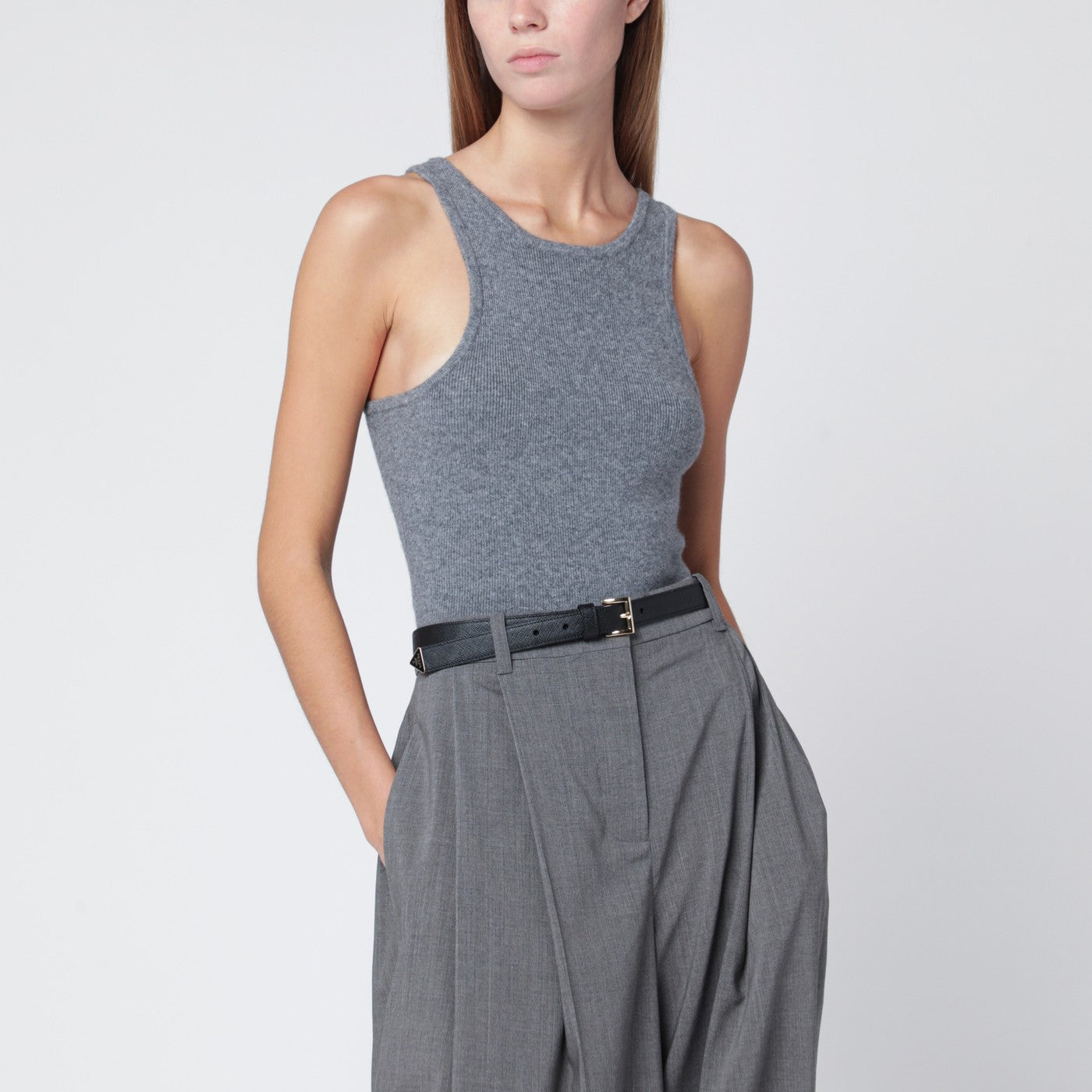 Almada Label Luna Top In Grey Wool And Cashmere Women ALMADA LABEL