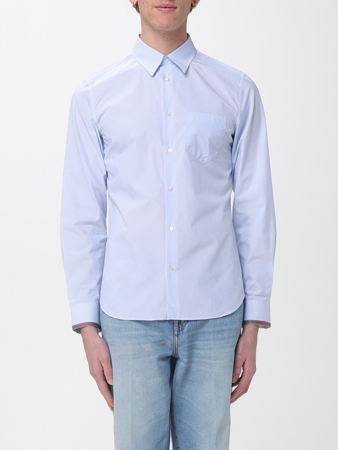 Gucci Shirt Men Gnawed Blue GUCCI