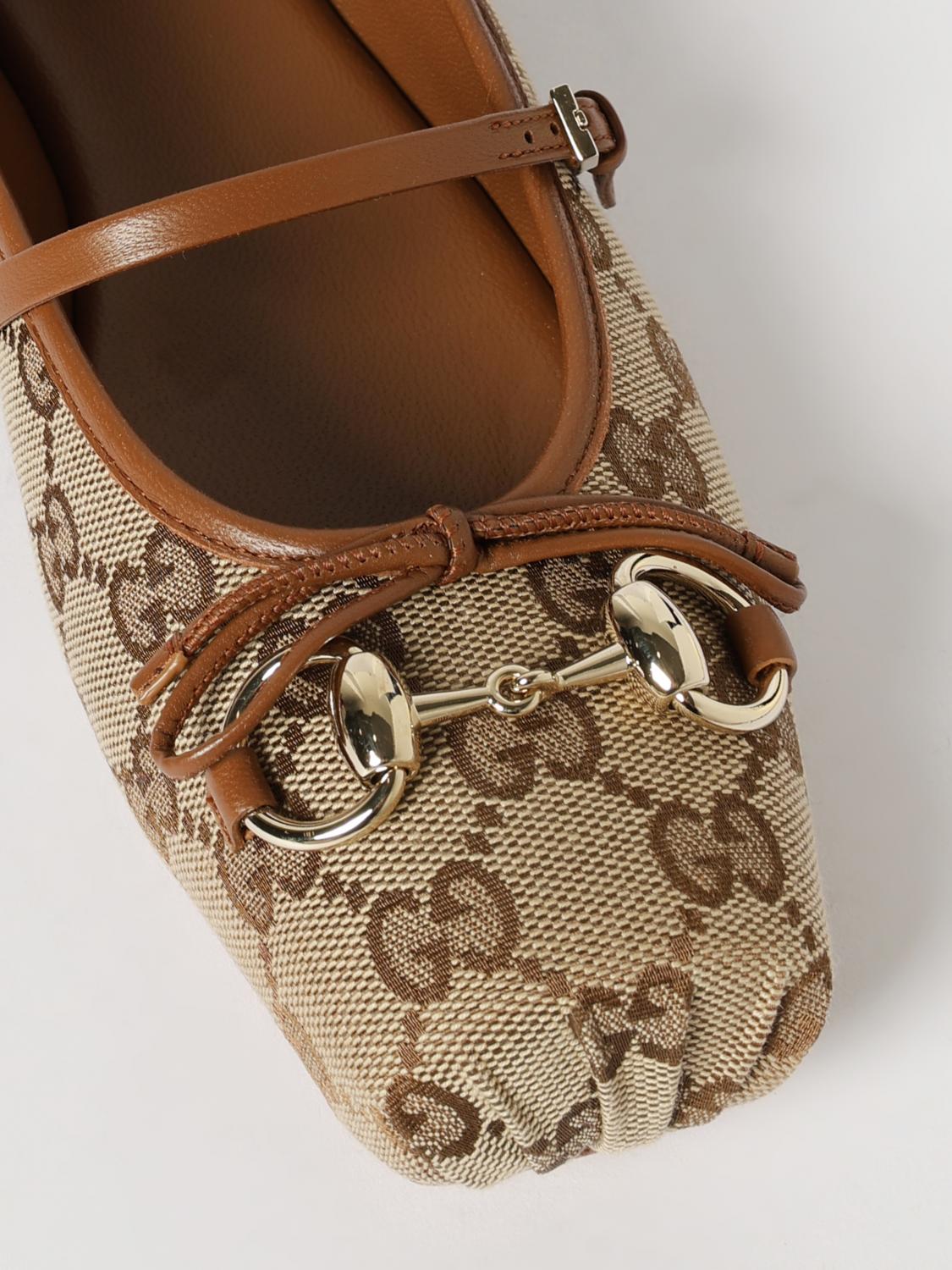 Gucci Women Gg Fabric And Leather Ballerinas Gucci GUCCI