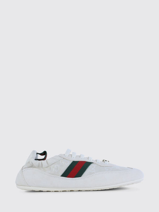 Gucci Women Shift Gg Jacquard Monogram Canvas And Suede Sneakers Gucci GUCCI