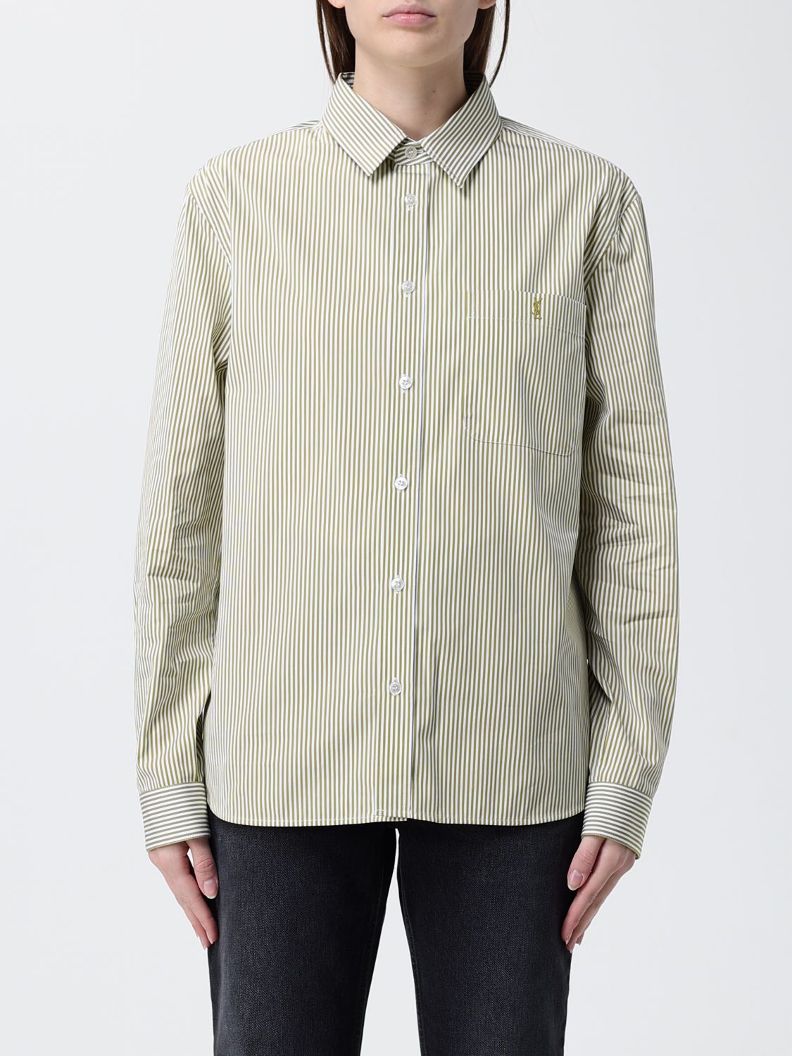 Saint Laurent Shirt Woman Kaki SAINT LAURENT