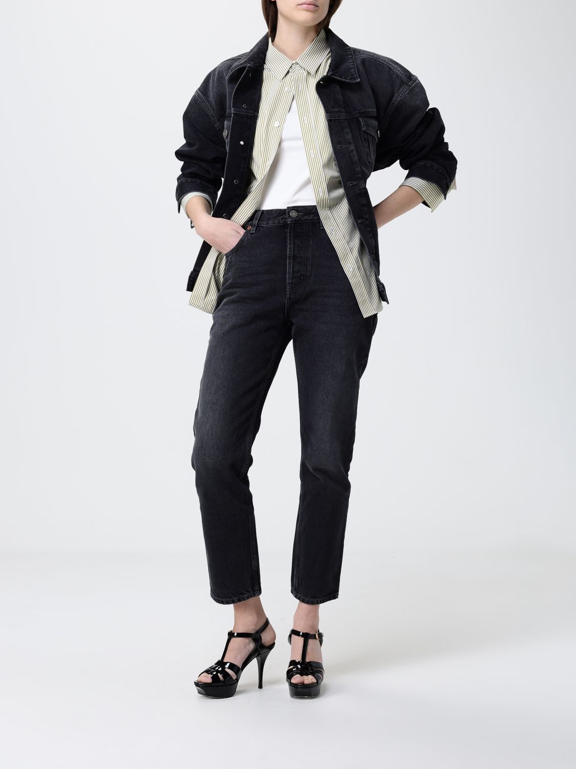 Saint Laurent Shirt Woman Kaki SAINT LAURENT
