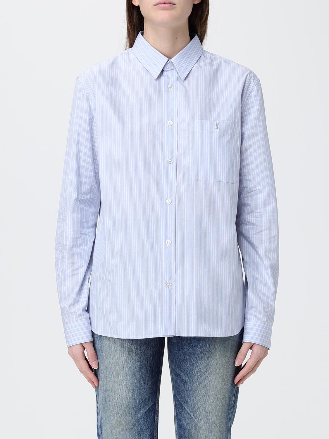 Saint Laurent Shirt Woman Gnawed Blue SAINT LAURENT