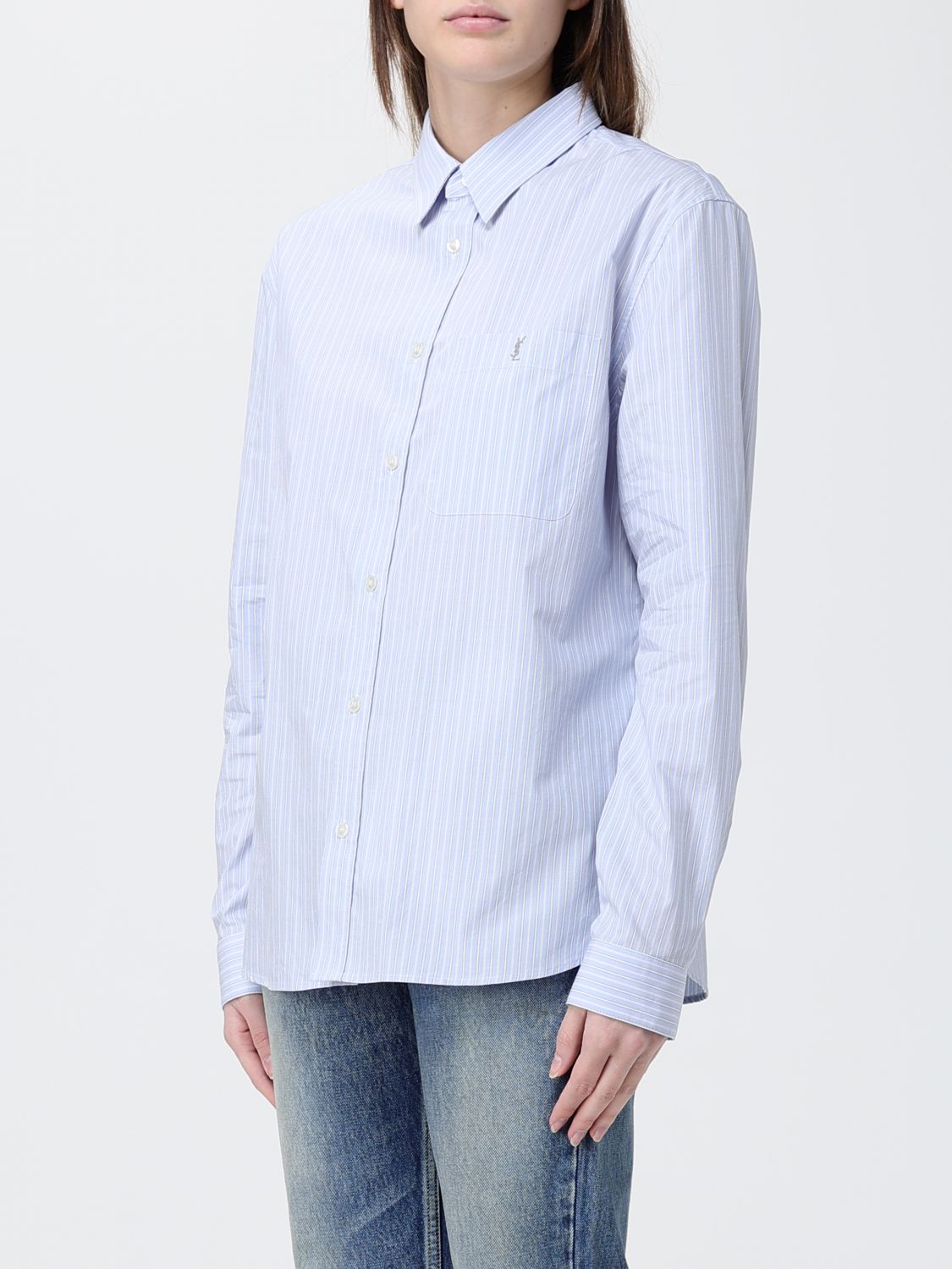 Saint Laurent Shirt Woman Gnawed Blue SAINT LAURENT