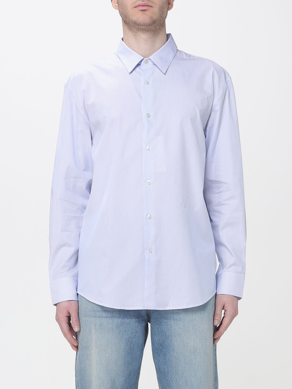 Saint Laurent Shirt Men Gnawed Blue SAINT LAURENT