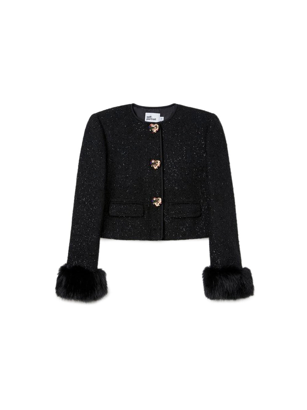 Self-Portrait Women Boucle Fur Cuff Jacket SELF-PORTRAIT
