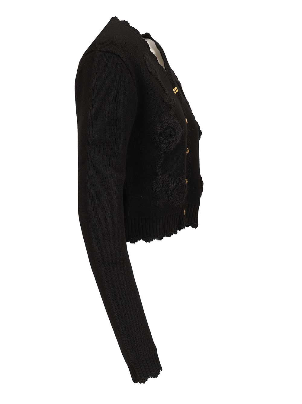 Ganni Women Cotton Cashmere Crochet Applique Cardigan GANNI