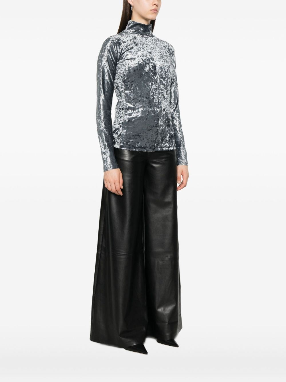 Forte_Forte Women Iridescent Stretch Velvet Turtleneck FORTE FORTE