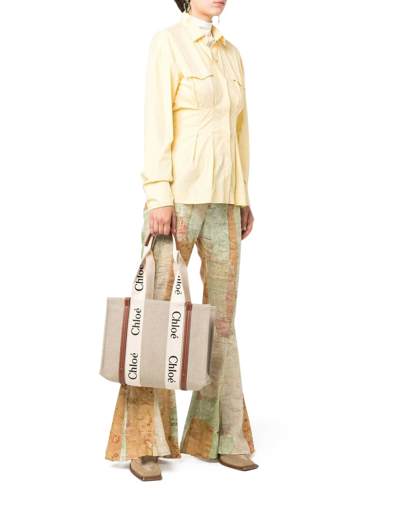 Chloe` Women Woody Linen Tote Bag CHLOE