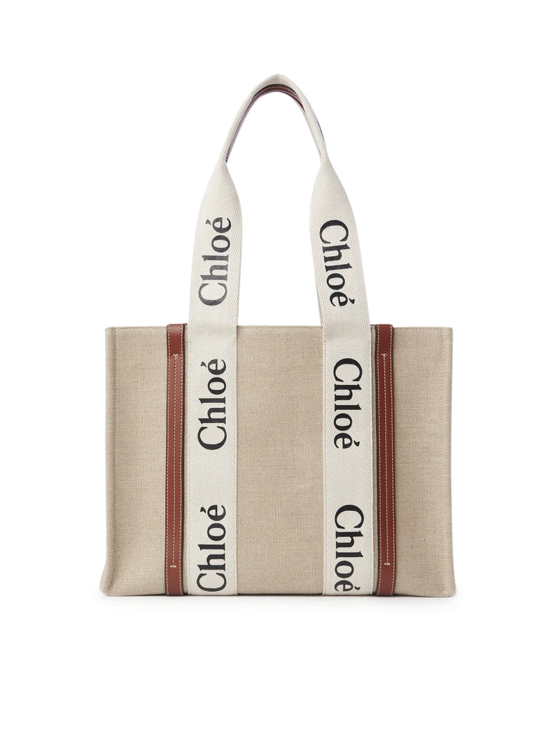 Chloe` Women Woody Linen Tote Bag CHLOE