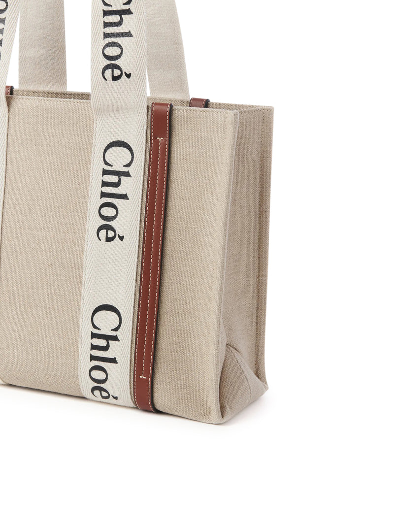 Chloe` Women Woody Linen Tote Bag CHLOE