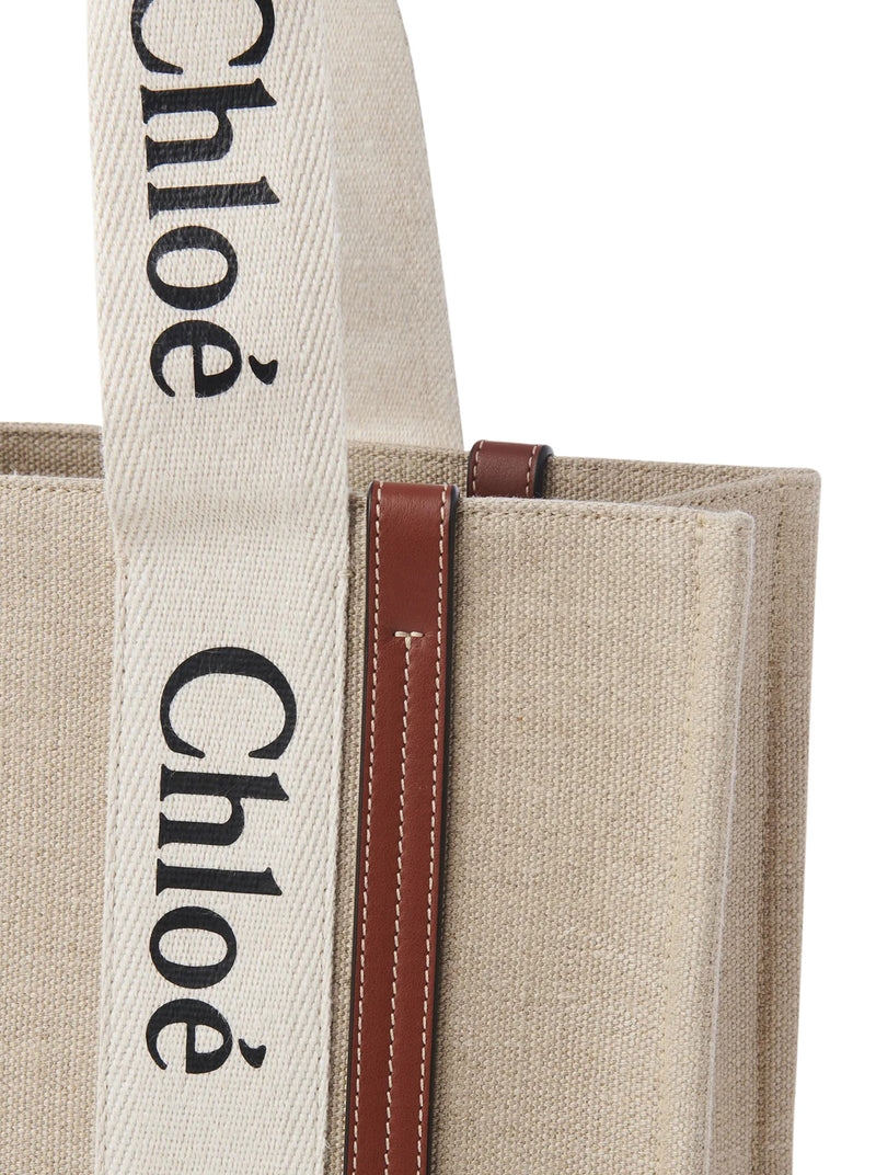 Chloe` Women Woody Linen Tote Bag CHLOE