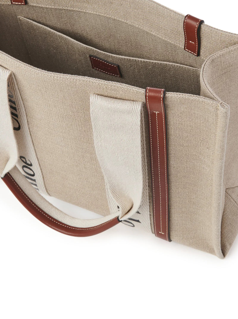 Chloe` Women Woody Linen Tote Bag CHLOE