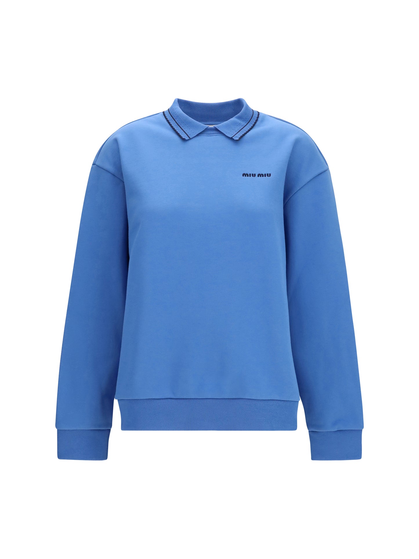Miu Miu Women Crewneck Sweatshirt With Embroidered Logo And Collar MIU MIU