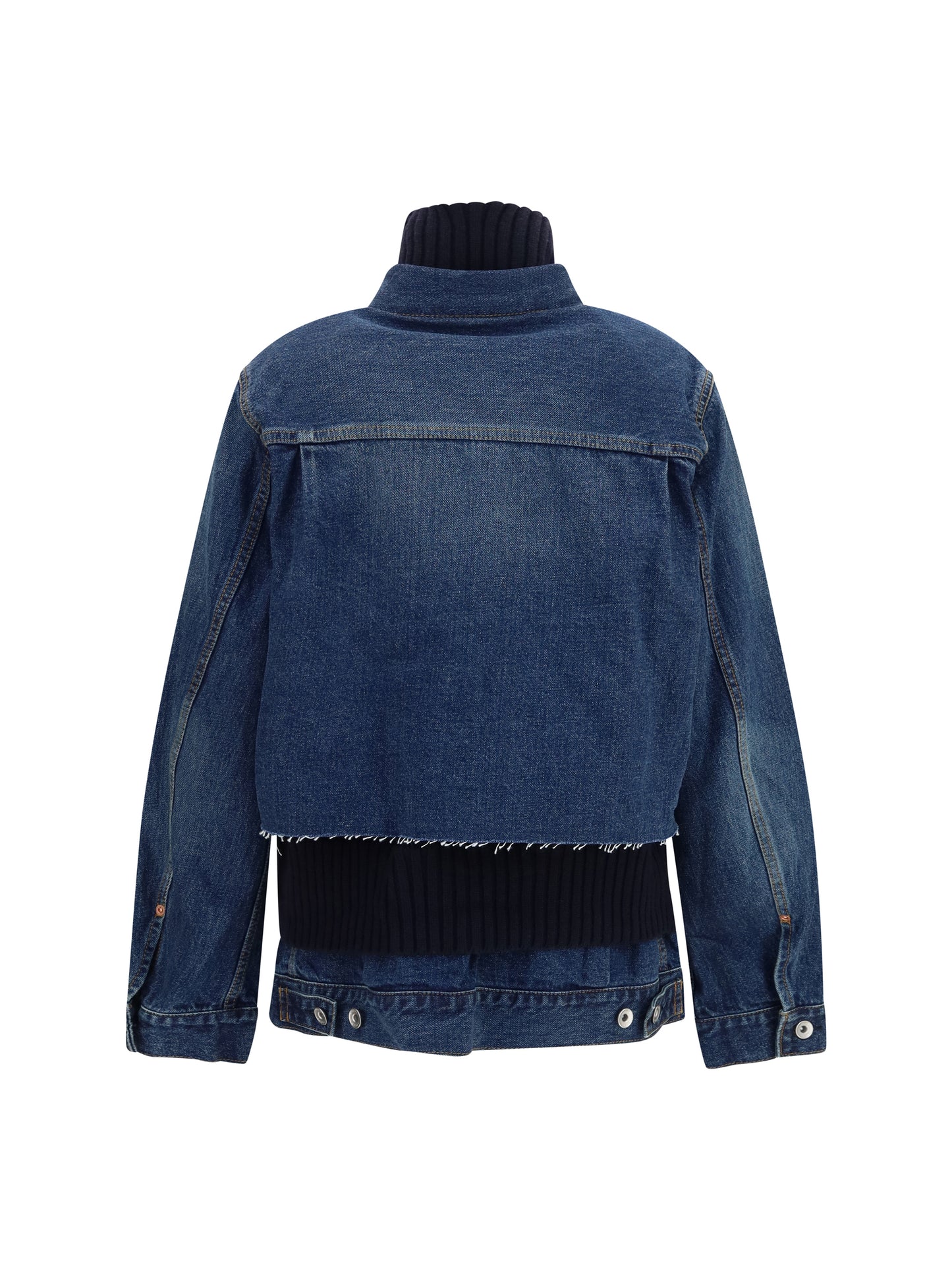 Sacai Women Denim Jacket With Wool Knit Layer SACAI