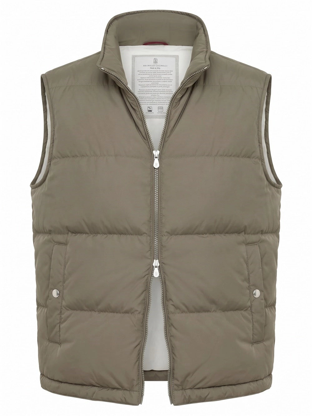 Brunello Cucinelli Men Lightweight Techno Down Vest With Packable Hood BRUNELLO CUCINELLI