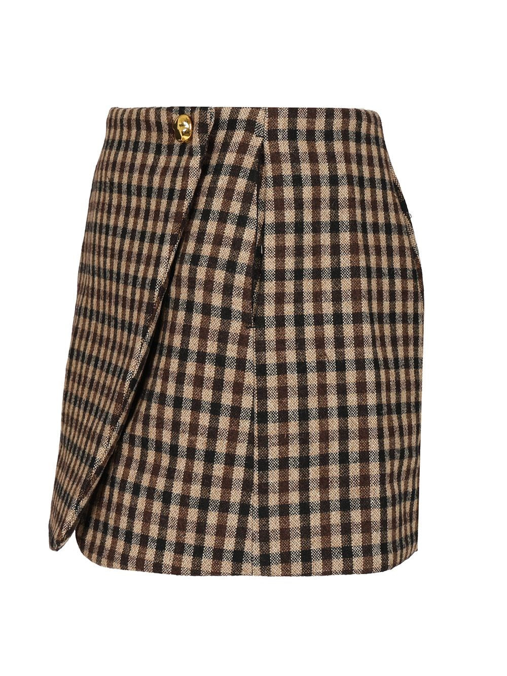 Ganni Women Checked Wool Mini Skirt GANNI