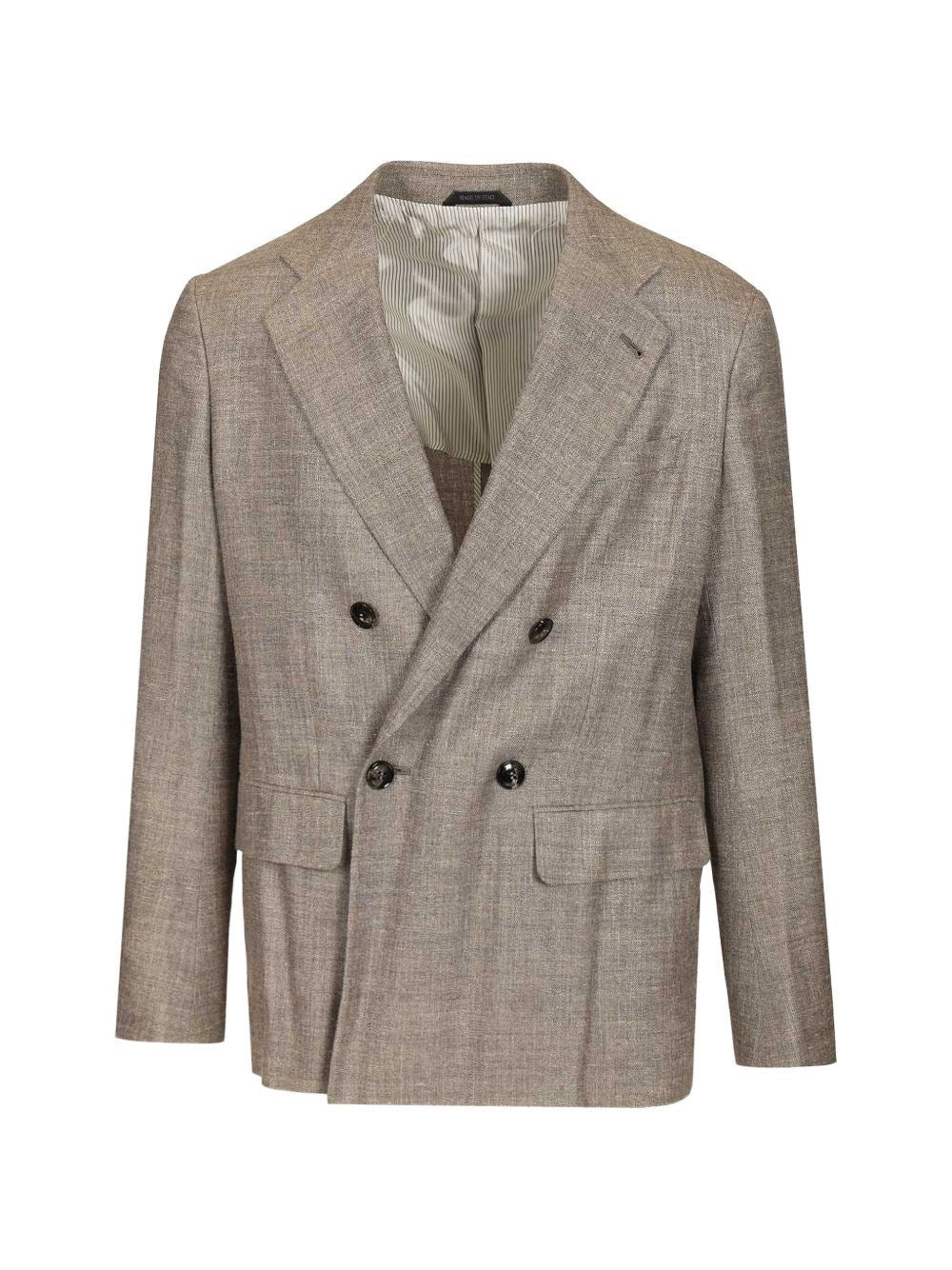 Giorgio Armani Men Double-Breasted Linen Blend Blazer GIORGIO ARMANI