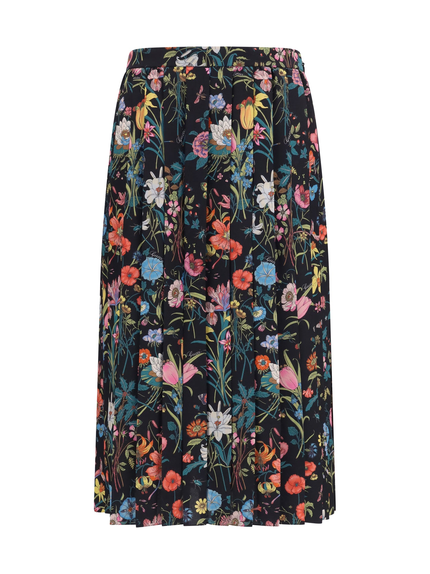 Gucci Women Flora Printed Silk Midi Skirt GUCCI