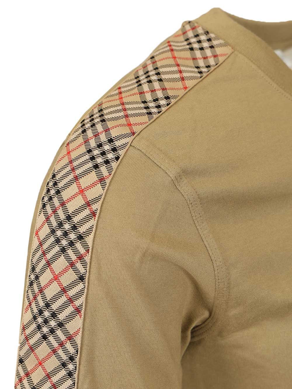 Burberry Men Cotton T-Shirt With Check Trim BURBERRY