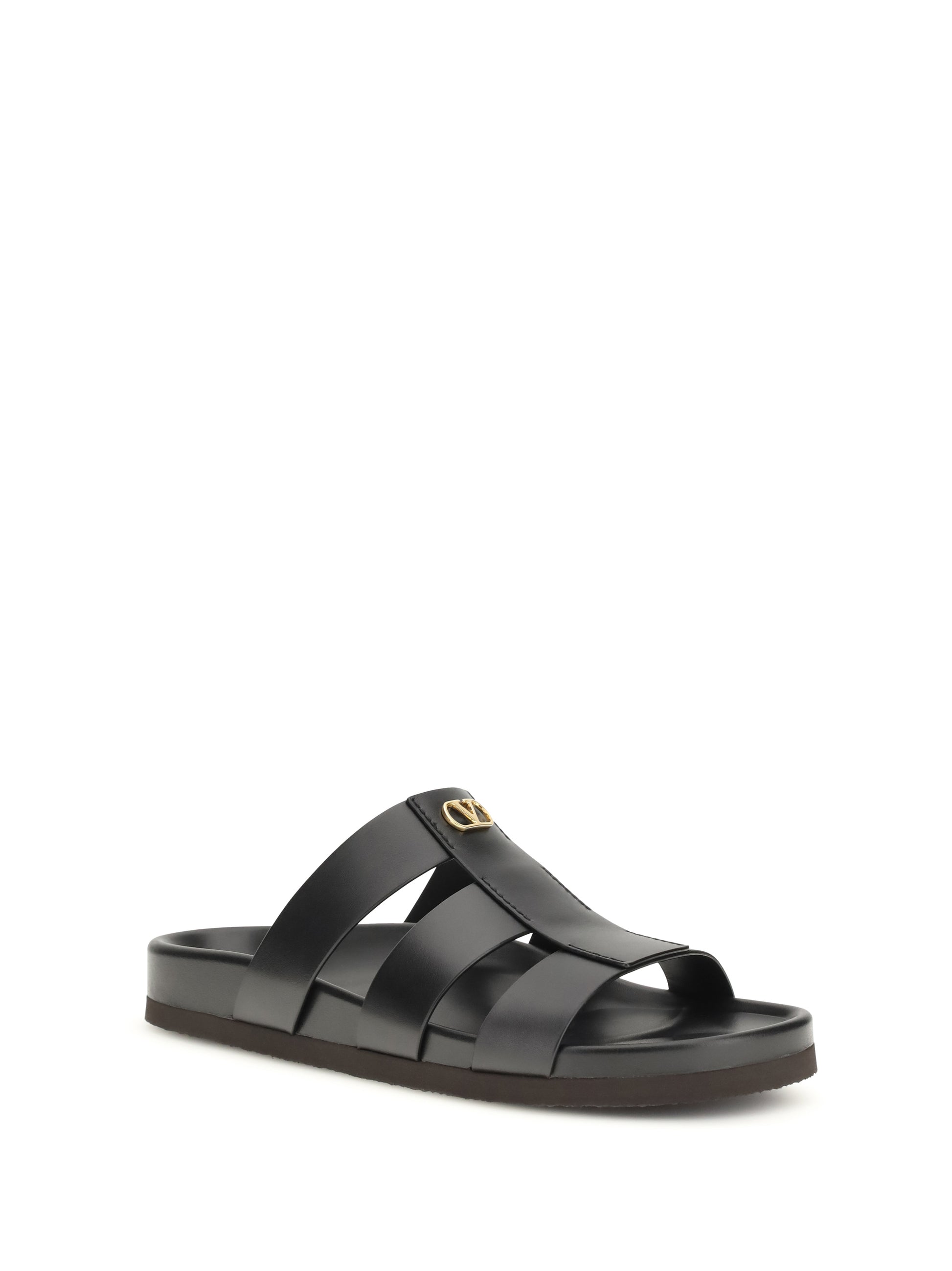 Valentino Garavani Men Studshield Leather Slide Sandals VALENTINO GARAVANI