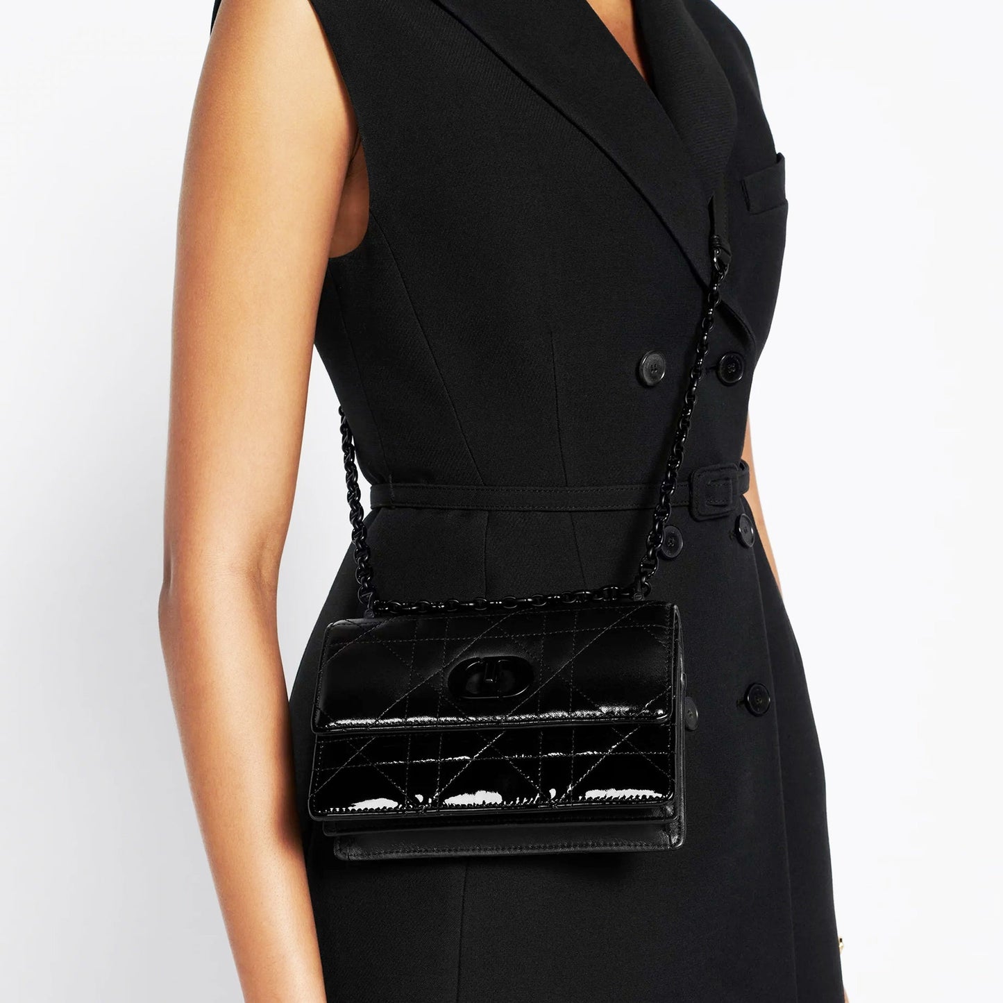 Dior Caro Patent And Matte Shoulder Bag Women CHRISTIAN DIOR