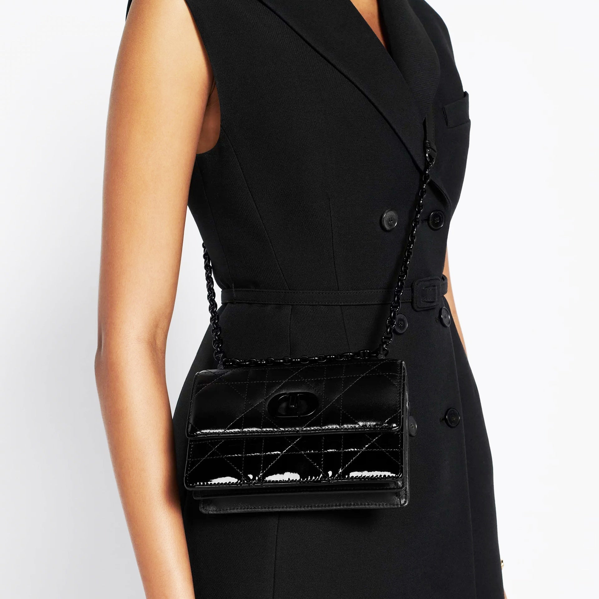 Dior Caro Patent And Matte Shoulder Bag Women CHRISTIAN DIOR