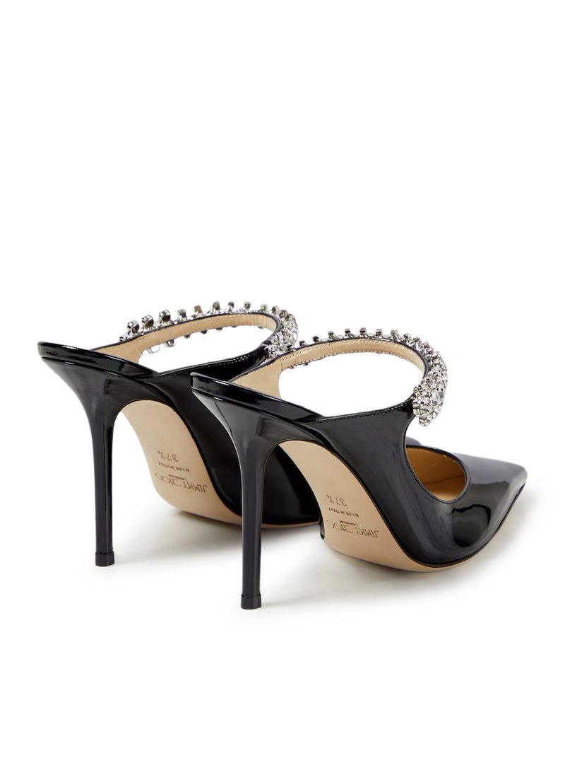 Jimmy Choo Women Bing 100 Black Patent Leather Clog With Crystal Strap JIMMY CHOO