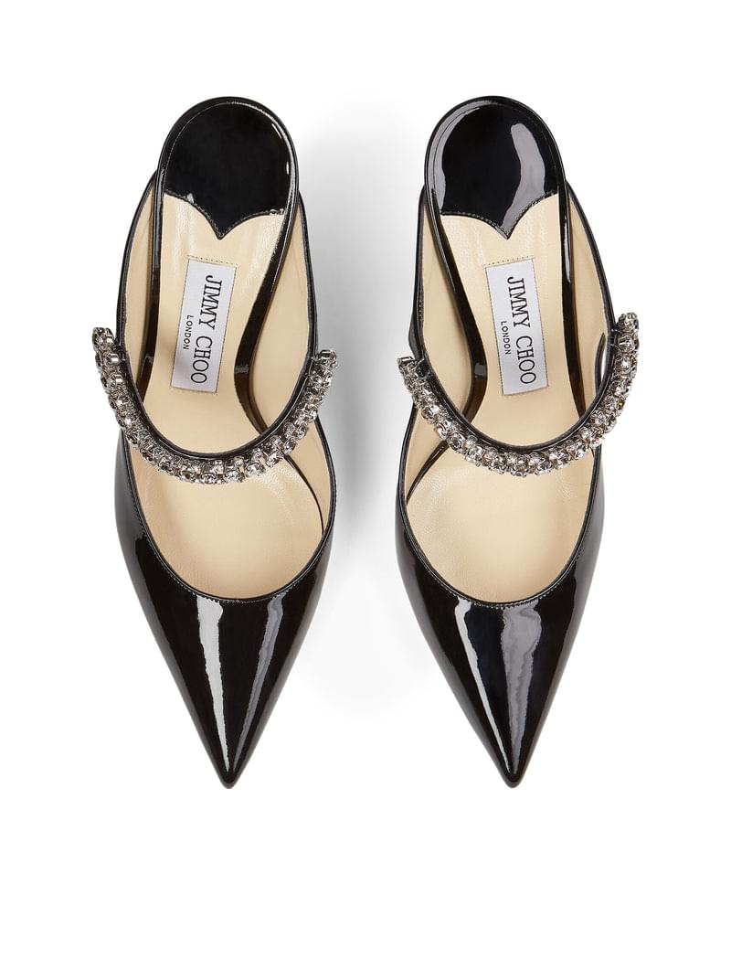 Jimmy Choo Women Bing 100 Black Patent Leather Clog With Crystal Strap JIMMY CHOO