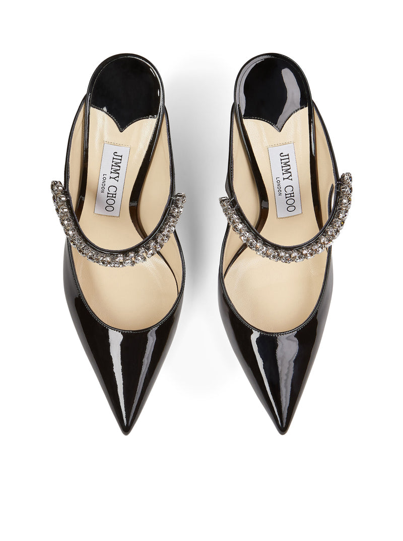 Jimmy Choo Women Bing 100 Black Patent Leather Clog With Crystal Strap JIMMY CHOO