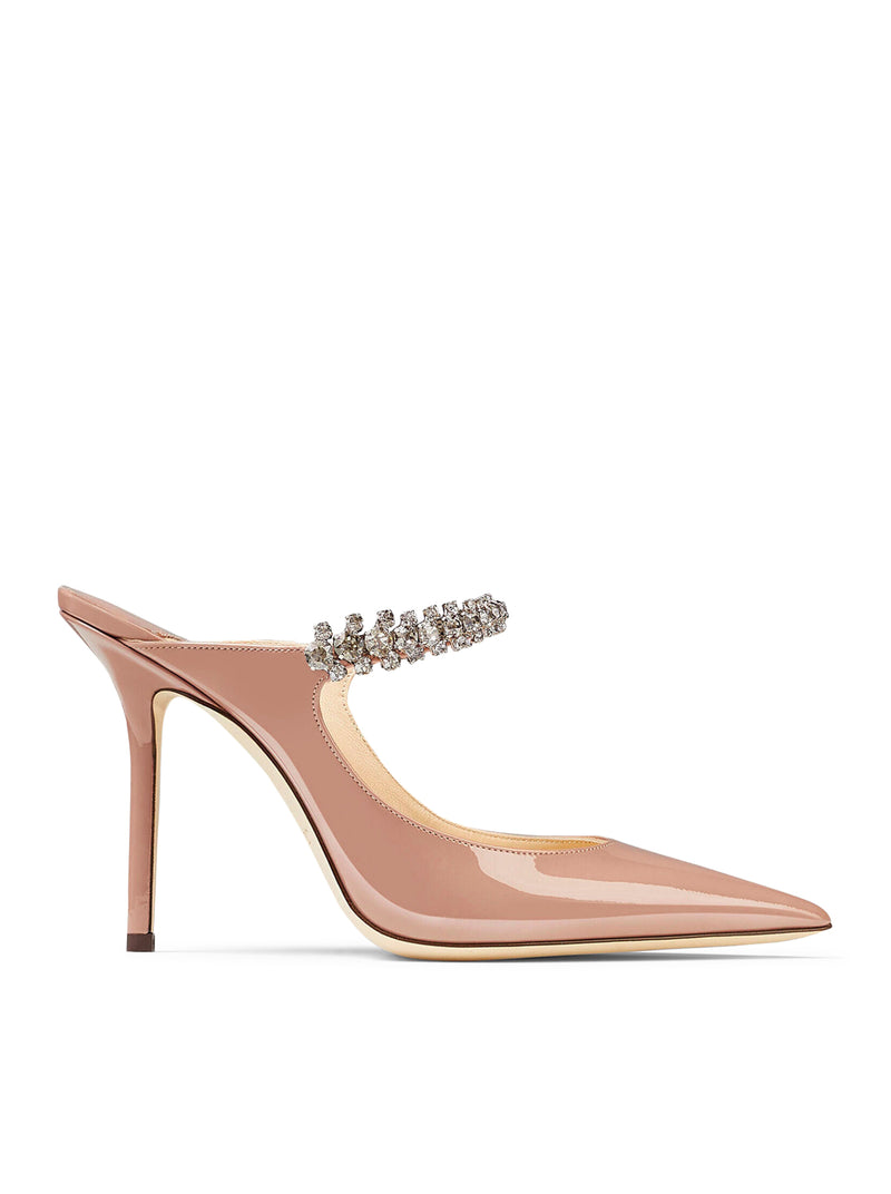 Jimmy Choo Women Bing 100 Black Patent Leather Clog With Crystal Strap JIMMY CHOO