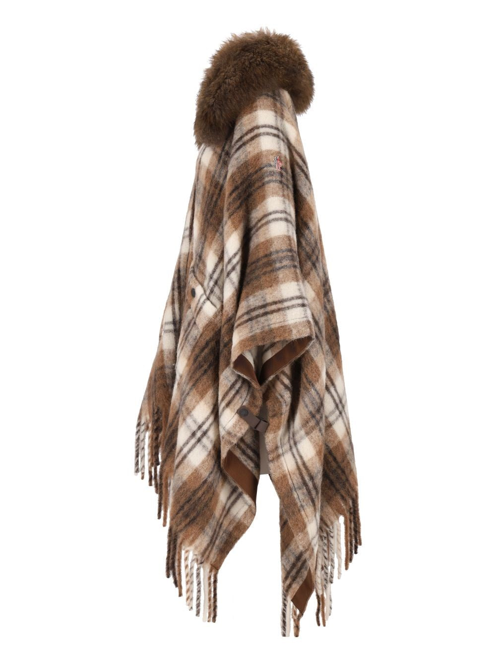 Moncler Grenoble Women Cape With Shearling Collar MONCLER GRENOBLE