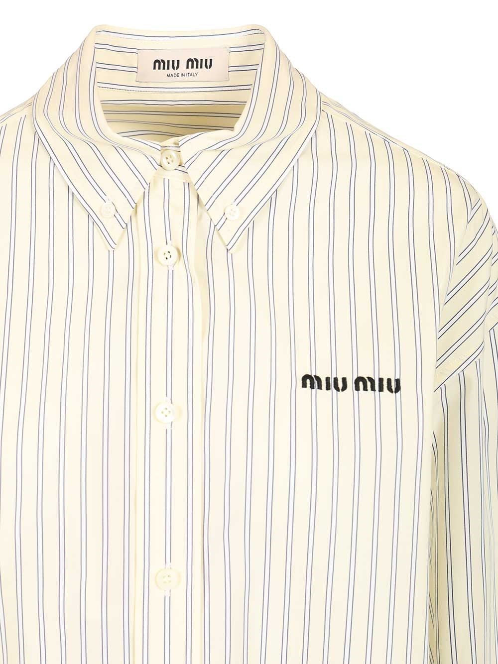 Miu Miu Women Striped Poplin Shirt MIU MIU