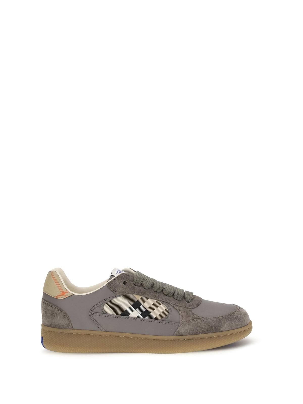 Burberry Men Terrace Leather And Check Sneakers BURBERRY