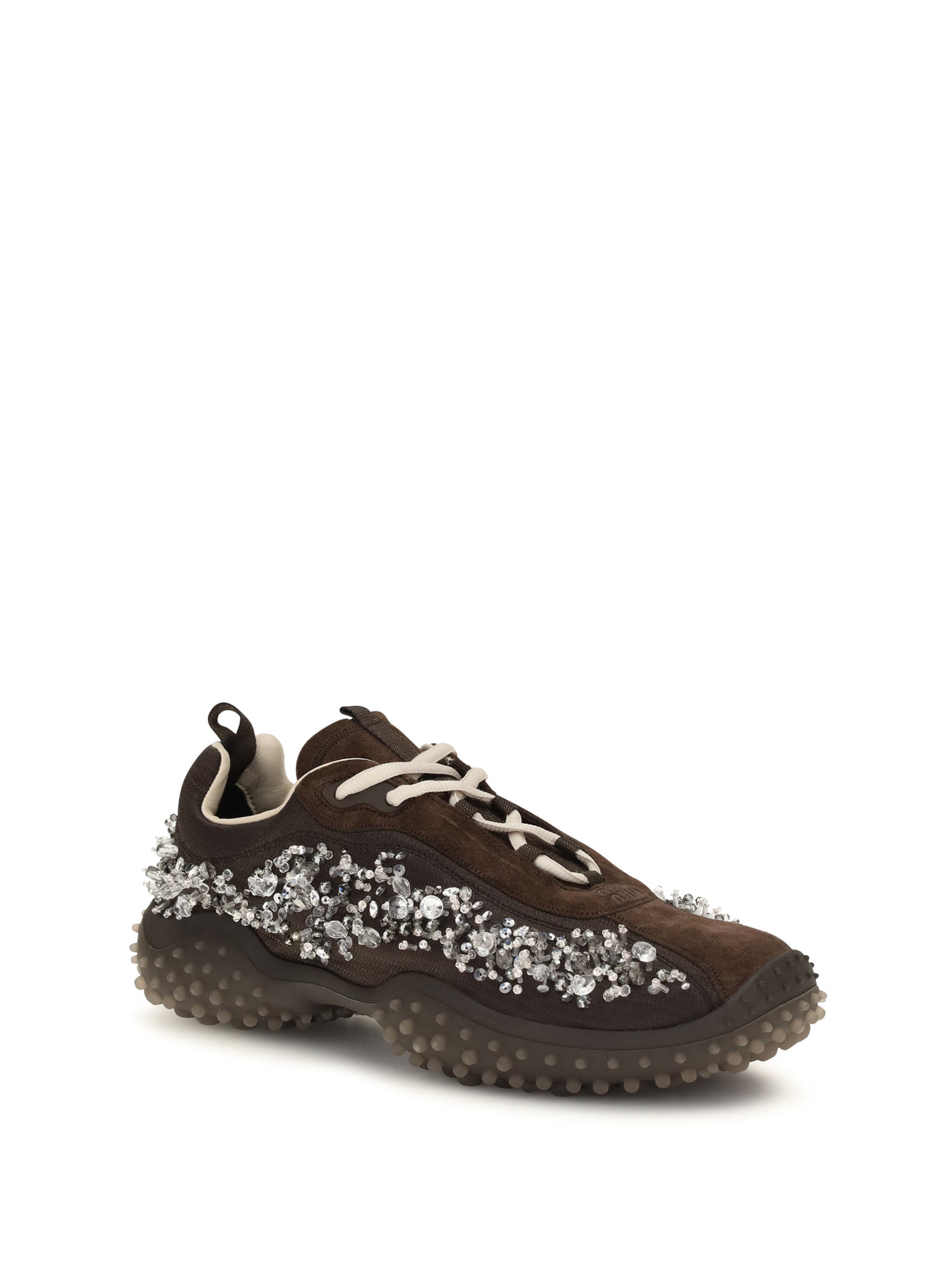 Miu Miu Women Suede And Technical Fabric Sneakers With Crystals MIU MIU