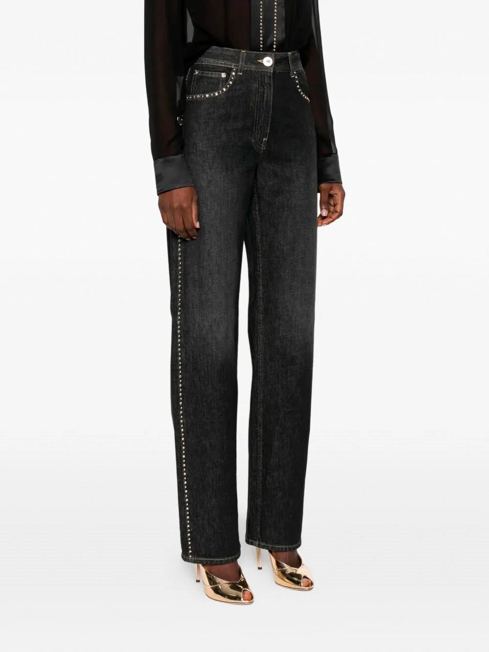 Versace Women Denim Pants With Studs VERSACE